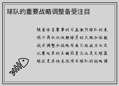 球队的重要战略调整备受注目