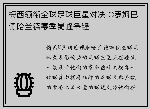 梅西领衔全球足球巨星对决 C罗姆巴佩哈兰德赛季巅峰争锋